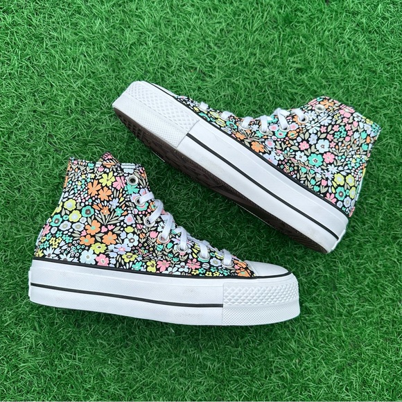 Converse Chuck Taylor All Star Lift Platform Hi Allover Florals Pale Surplus - Picture 9 of 13